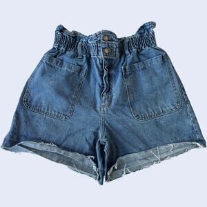 CELLOS L Y2K Jean Shorts Blue Paperbag Smocked
